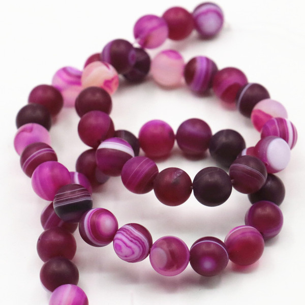 Natural Stone Veins Onyx Agates Loose Beads Round Frosted Matted Rose Red Carnelian 6 8 10 12mm Jewelry Making Finding 15