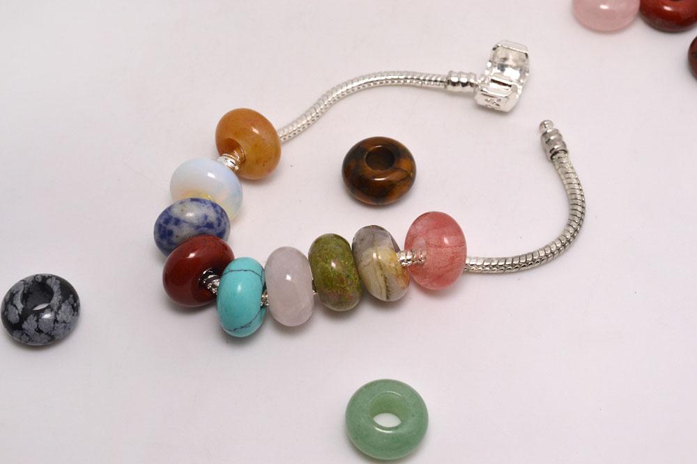 Lots Jewelry natural Stone Gemstone Round Beads High Polished Loose Beads 5mm Big Hole Fit Charms European Bracelet DIY #B109