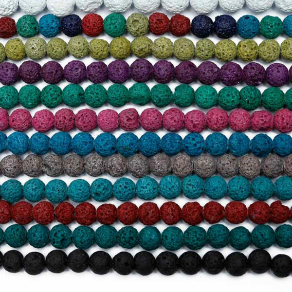 8mm Colorful Volcanic Lava Stone Round Loose beads Natural Stone Rock Ball Wholesale DIY For Jewelry Bracelet Making Gift