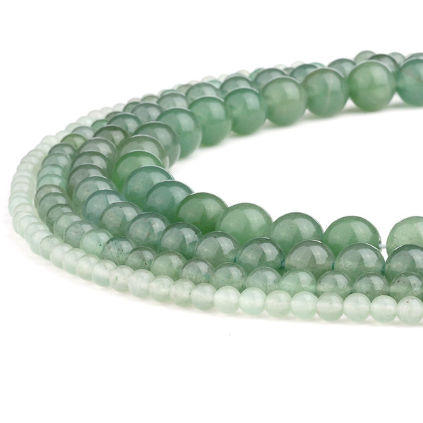 Natural Green Aventurine Jade Gemstone Round Loose Beads Stone for DIY Bracelet Jewelry Making 1 Strand