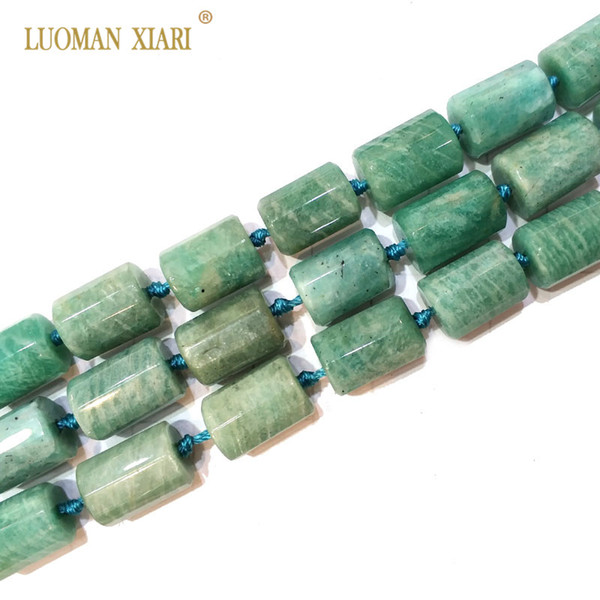 100% Natural Amazonite Cylindrical Shaped Facted Stone Beads For Jewelry Making DIY Bracelet, Necklace Size 11*16 mm Strand 15