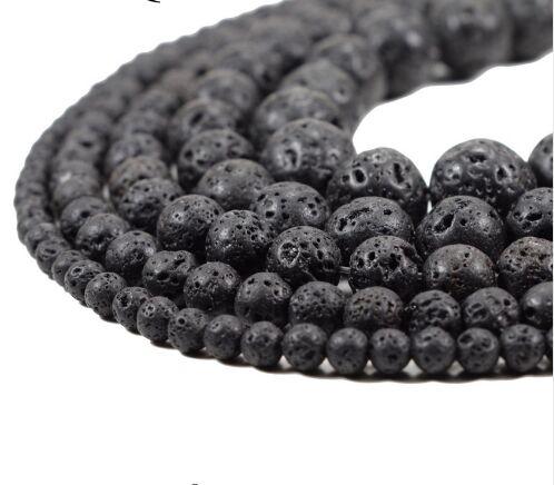 DIY Black Volcanic Lava Beads Lava Stone Beads Round Volcanic-Stone Wholesale Natural Stone Beads for Jewelry Making 4-10mm