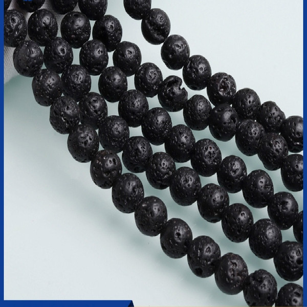 4/6/8/10/12/14MM Black Natural Volcanic Rock Basalt Beads with Small Round Surface & Small Holes Lava Beads Jewelry Accessories