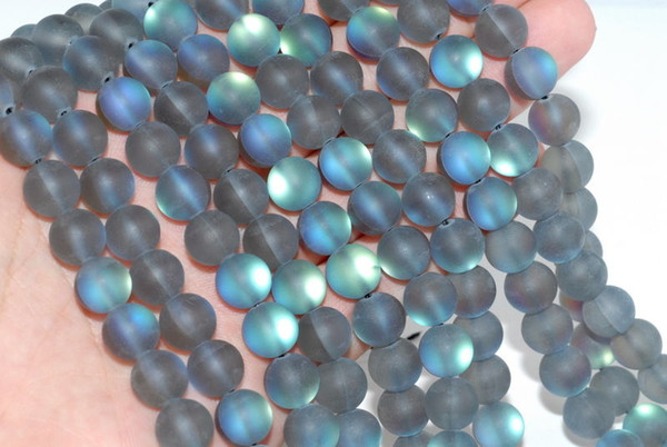 Wholesale new 6mm 8mm 10 mm mystic aura quartz gemstone matte titanium grey round ball 15