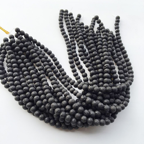 Fashion 8MM Natural Stone Black Lava Volcanic Stone Loose Beads DIY Buddha Essential Oil Diffuser Charm Beads Jewelry Making Accessories