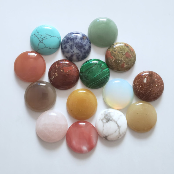 2018 HOT quality assorted natural stones mixed round cabochon beads 25mm for jewelry making Wholesale 10pcs/lot free shipping