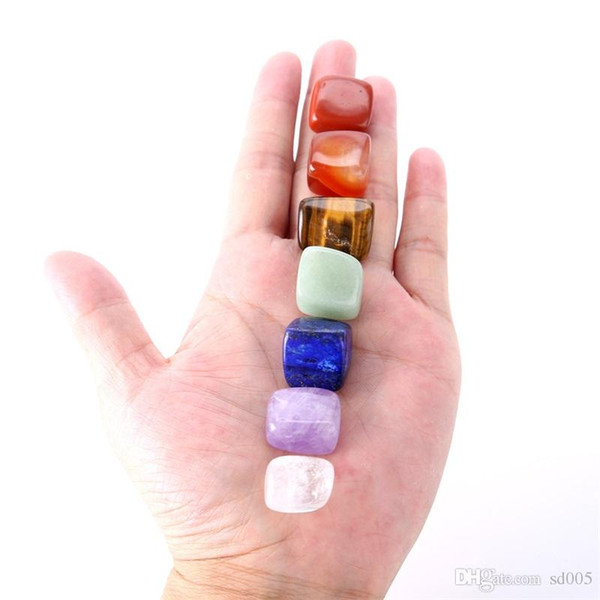 7pcs In 1set Creative Colorful Natural Stone Yoga Theme Crystal Reiki Chakra Bling Minerals For Home Desktop Decoration 7cm Z