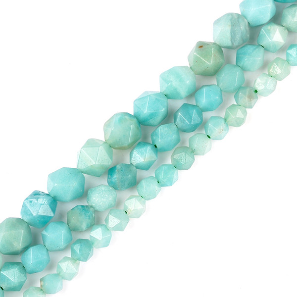 6mm 8mm 10mm AAA Grade Faceted Blue Amazonite Beads Natural Stone Beads DIY Loose Strand Bead For Cambay Jewelry Making Bracelet