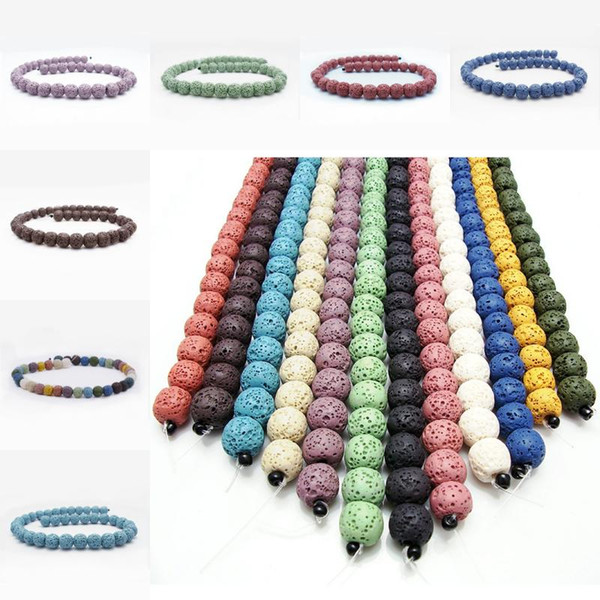 14mm Fashion Bohemian Lava Stone Multicolor Volcanic Lava Rock Stone Round Beads 14 Styles Lava Stone Beads D215S