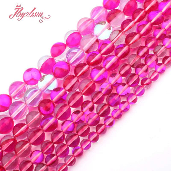 6,8,10,12mm Round Purple Rainbow Austria Crystal Synthesis Glitter Moon Stone Beads For Necklace Jewelry Making 15