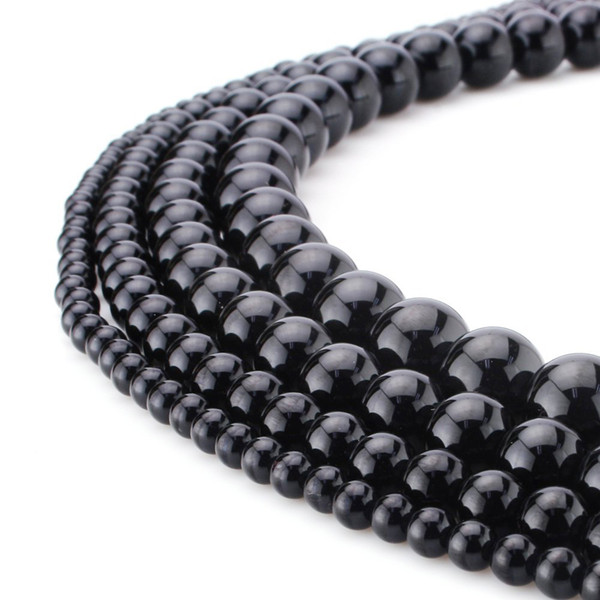 Natural Stone Black Obsidian Gemstone unique Round Loose Beads For DIY Bracelet Jewelry Making 1 Strand