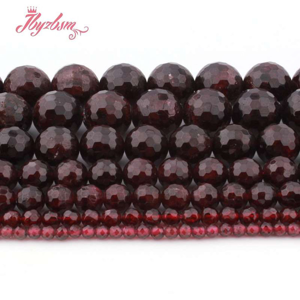 4,6,8,10mm Faceted Round Ball Bead Garnet Natural Stone Beads For Woman DIY Necklace Bracelets Jewelry Making 15