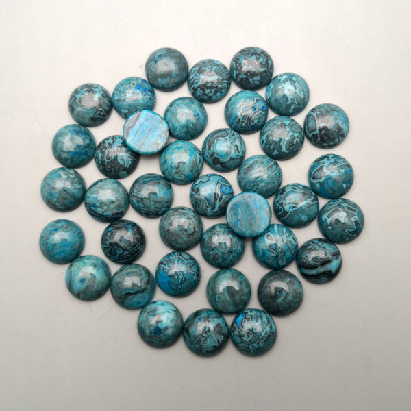 fashion 50Pcs/lot blue onyx Natural Stone round Beads 12MM 14MM 16MM 18MM 20MM charm cabochon Ring earring accessories no hole