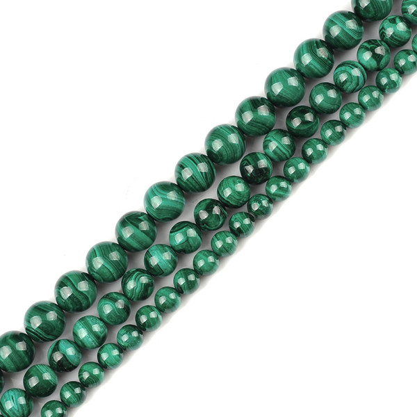 5A Real Natural Stone Genuine Round Malachite Beads stone Loose Strand Beads 15