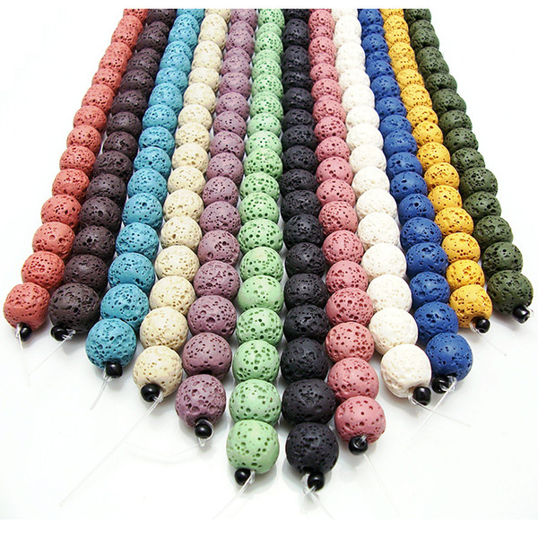 Natural Multicolor Lava Rock Stone Beads Spacer Loose Strand 8mm For DIY Necklace Bracelats Fashion Jewelry Making Bracelet D212S