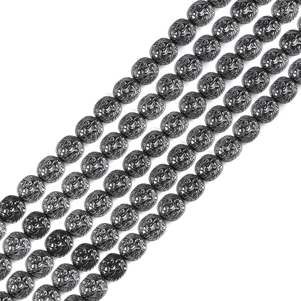 New Lion head Black Hematite beads Natural Stone 10.5*10mm 38Pcs Loose beads Jewelry bracelet Making DIY Findings Accessories