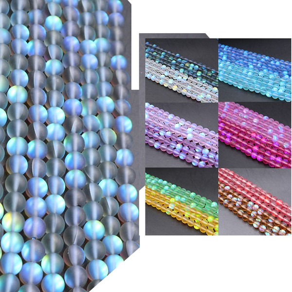 8MM Glitter Austria Crystal Synthetic Frosted Dull Polish Moon Stone Bead for Jewelry Making DIY Bracelet Necklace Loose Beads