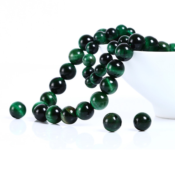 1 Strand Natural Stone Green Tiger Eye Round Loose Beads for Jewelry Making Necklace Bracelet DIY