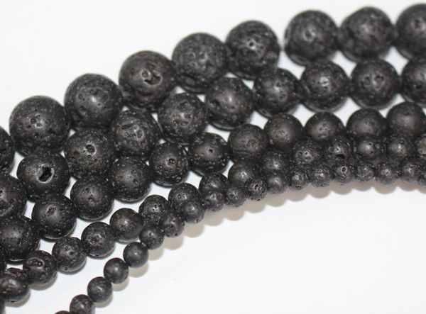 Black Lava Beads Natural Stone Volcanic Rock Round Loose Beads DIY Jewelry Bracelet Making Volcano Stone Bead