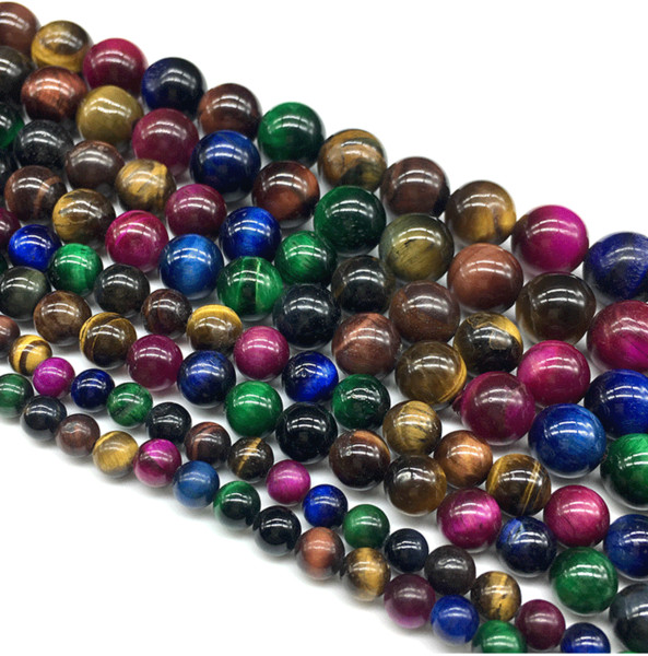 60pcs/strand Multicolor 6mm round Natural Stone Beads Tiger Eye Loose Beads For DIY Jewelry Making