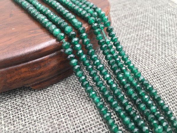 wholesale Faceted 2x4mm ink green Emerald Roundel Gemstone Loose Beads 15