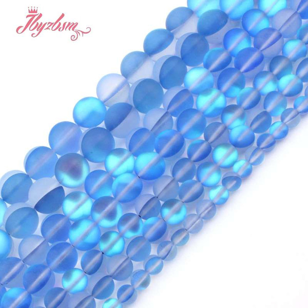 6,8,10,12mm Frost Round Bead Blue Austria Crystal Synthesis Glitter Stone Beads For Necklace Jewelry Making 15