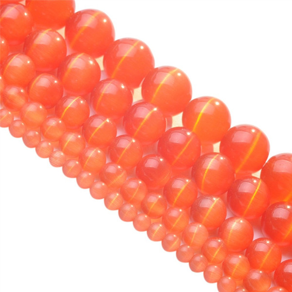 Red/Yellow 4MM 6MM 8MM 10MM 12MM Cat Eye Stone Opal Round Loose Beads in jewelry Free Shipping Wholesale