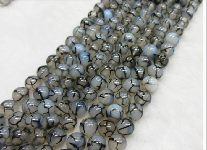 6mm black white dragon agate natural gemstone loose beads DIY jewelry necklace bracelet