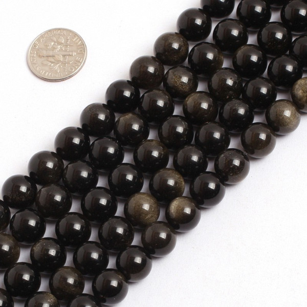 Whoelsale 100% Natural Golden Obsidian Beads,Gemstone Jewelry Loose Beads,4mm 6mm 8mm 10mm 12mm for jewelry making 15.5