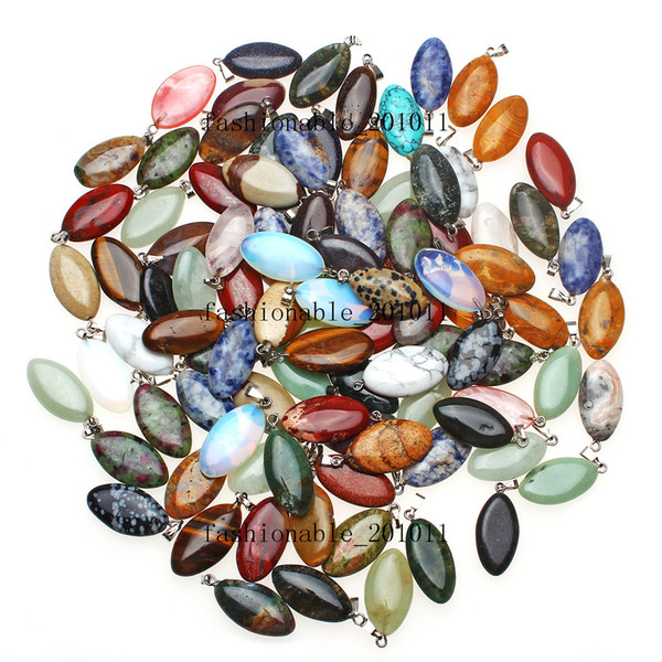 Bulk Lots Jewelry Mixed Colorful Drop Natural Stone gemstone Silver plated Beads pendants Fit Necklaces FREE