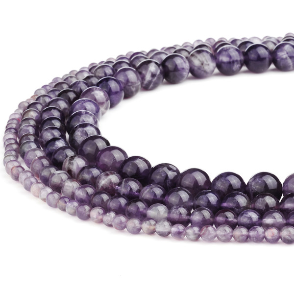 Natural Amethyst Gemstones Beads Unique Round Loose Beads for DIY Jewelry Making Bracelet 1 Strand