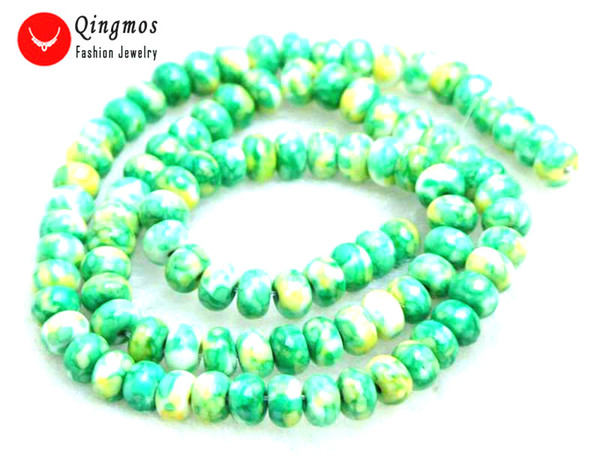 wholesale 4*6mm Green Rondelle Natural Agates Stone Beads for Jewelry Making Necklace Bracelet DIY 15'' los683 Free Shipping