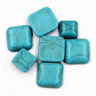 Kakee Square Charms Flat back Natural Gem Stone Rings Cabochon Turquoises Beads for Jewelry Making DIY Handmade Accessories