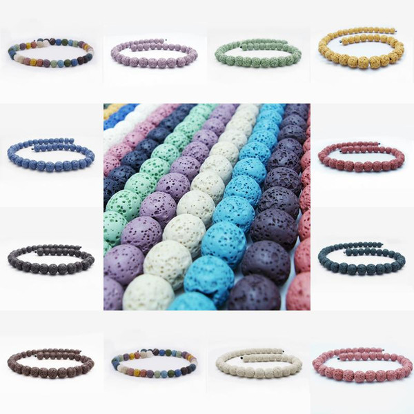 14 Styles Beads Colorful 12mm Lava Rock Essencial Oil Diffuser Beads Healing Stone Loose Round Beads Jewelry Free DHL D214S