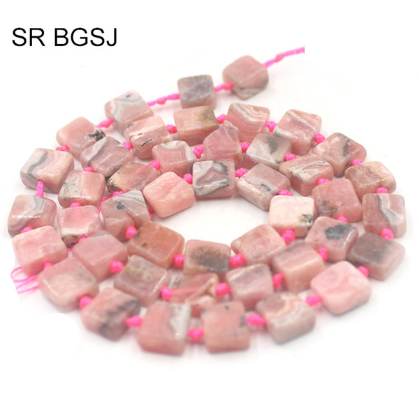 Free Ship 8-10mm Natural Square Pure Rhodonite Natural Gems Stone Jewelry Accessories Beads Strand 15