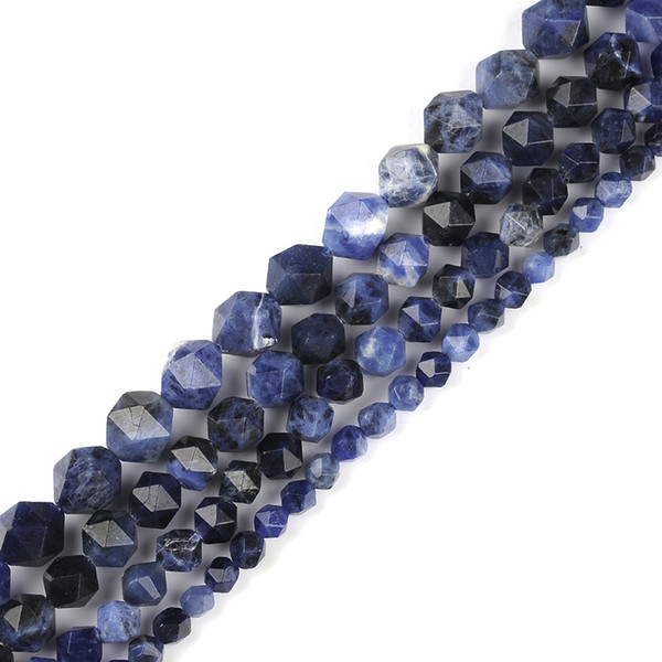 6mm 8mm 10mm 12mm AAA Grade Faceted Old Blue Sodalite Natural Stone Beads DIY Loose Strand Beads Jewelry Making Bracelet Perles