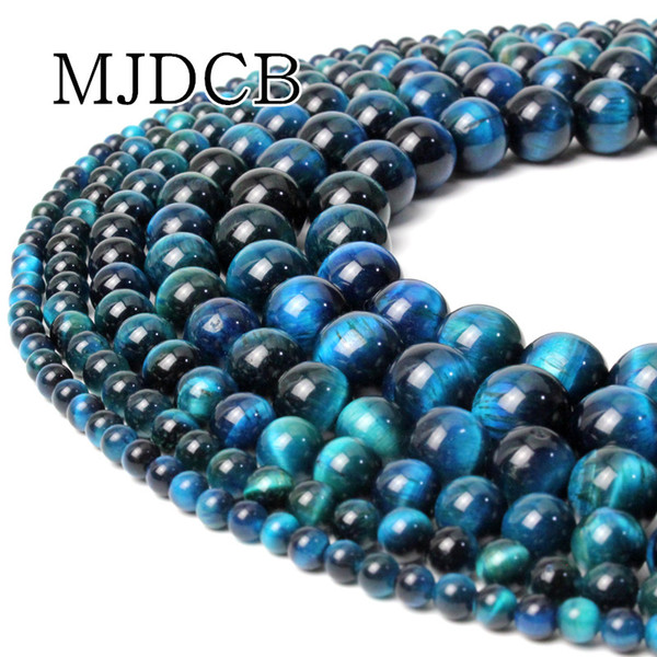 MJDCB 4.6.8.10.12mm Round Deep Blue Tiger Beads Natural Stone For DIY Necklace Bracelets Jewelry Making