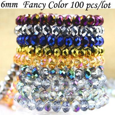 DIA 6 MM 100 PCS/LOT High Quality Plating Color Crystal Glass Beads for Lampwork Garment B26