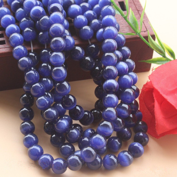 15inch Necklace Bracelet DIY Beads Synthetic Quartz Royal Blue Round Loose Beads Strand for Jewelry Making