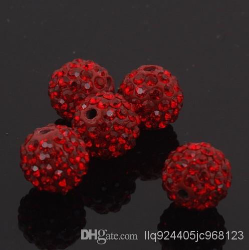 Best Rhinestone!Free Shipping!10mm red Micro Pave CZ Disco Ball Beads For Shamballa Crystal Bracelet.