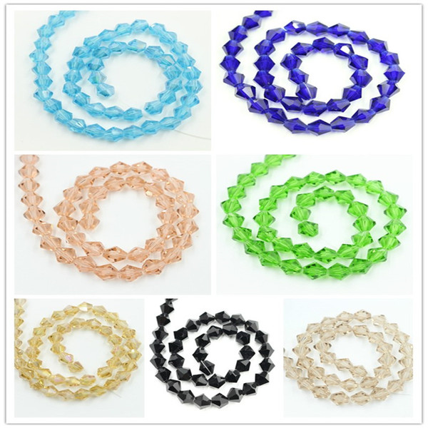 40Beads/Strand 8MM Glass Spacer Bicone Crystals Beads For Jewelry Making DIY Accessories Black/Blue/Champagne/Green/Pink