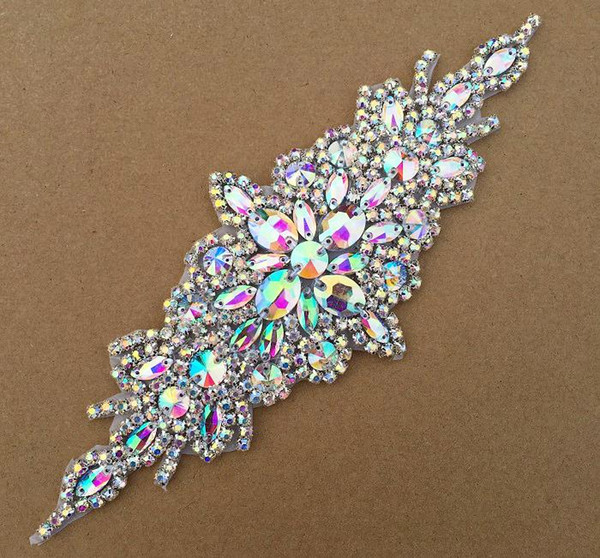 free shipping 1pc/lot fashion trims embellishments beaded rhinestone applique for bridal wedding dress coat shoulder decoration.