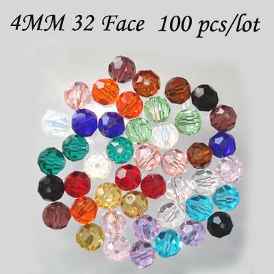 Cheapest 4MM 100PCS/LOT 32 Faced Round Crystal Bead for DIY Necklace Accesseries