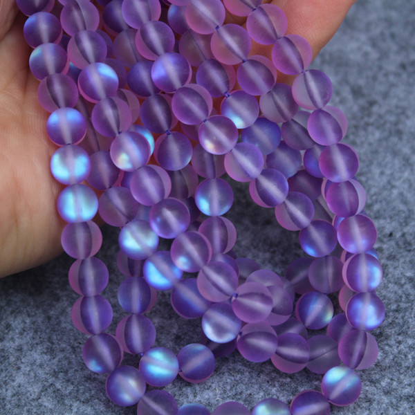 1 Strand Women Bracelet Necklace DIY Beads Synthetic Crystal Stone Loose Beads Frosted Purple for Jewelry Making 12mm 10mm 8mm 6mm