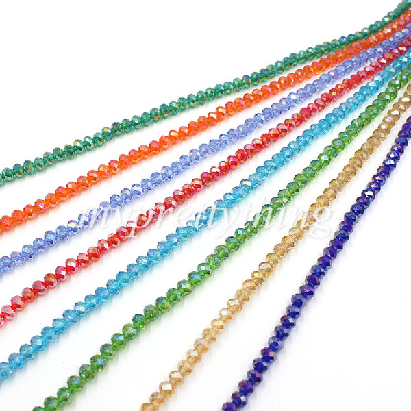 190 pcs/lot 2mm AB Painted Colorful Artificial Crystal Flat Loose Spacer Beads For DIY Accessories Jewelry Making DIY Bracelet & Necklace