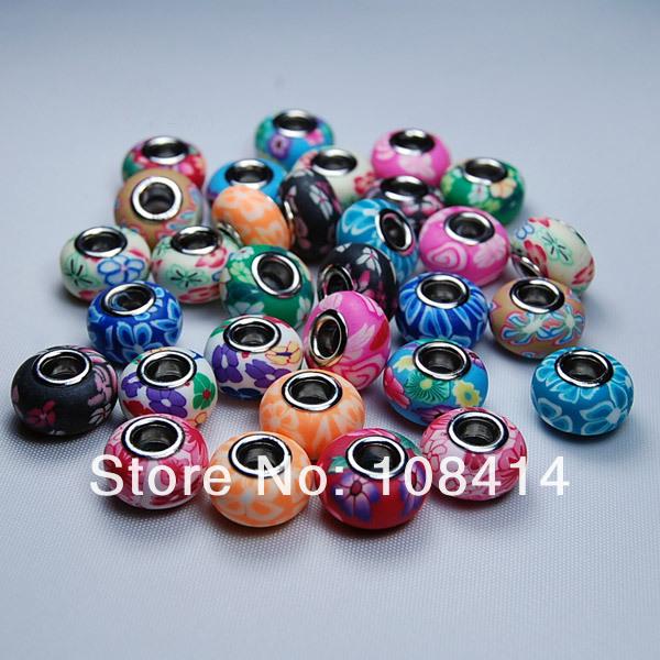 50PCS/Lot Mixed Color DIY Soft Ceramic Fimo Polymer Clay Beads Charms fit for European Bracelet and Necklace of