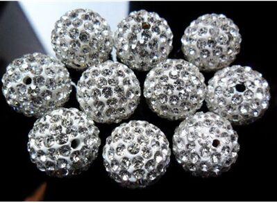 Free shipping 10m White beads rhinestone ball clay polymer clay beads to earrings shambhala bracelet accessories