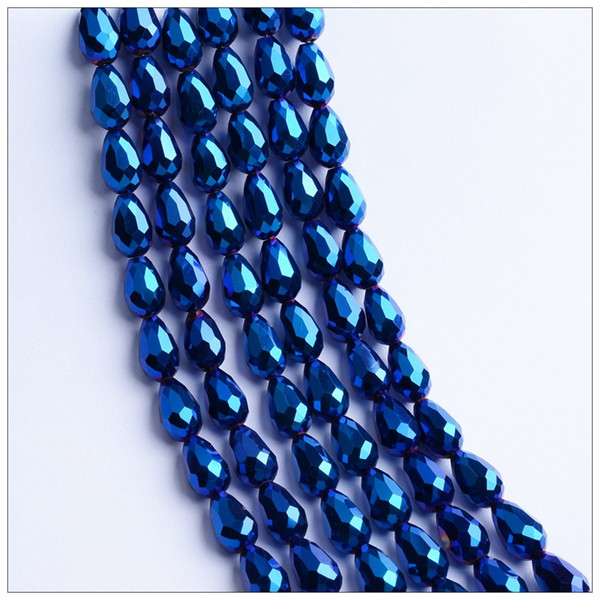 8X12MM 10X15MM Teardrop Shaped Electroplating Dazzling Glass Cystal Beads for Diy Jewelry Making Clothing/Shoes Accessories Blue/Purple