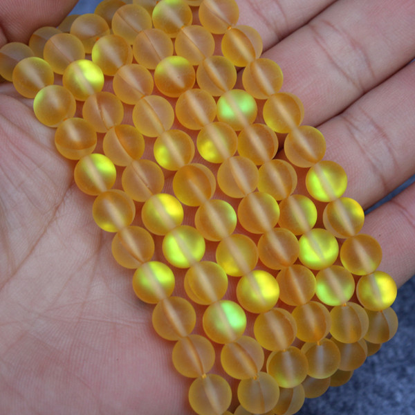 1 Strand Gold Frosted Synthetic Quartz Stone Loose Beads for Jewelry Making Great Necklace Bracelet DIY Beads