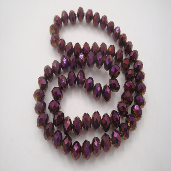 8MM Purple Glass Crystal Beads for DIY Jewelry Making Fashion Rondelle Faceted Spacer Bead Jewelery Accessories